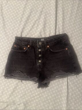 BDG Black High-Rise Distressed Denim Shorts